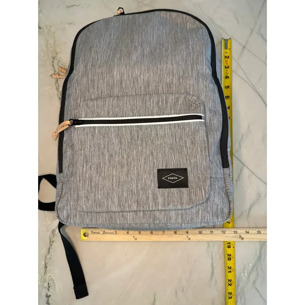 NWT Fossil Gray Estate Backpack RFID Protection Zip Pouch Minimalist Tech Style